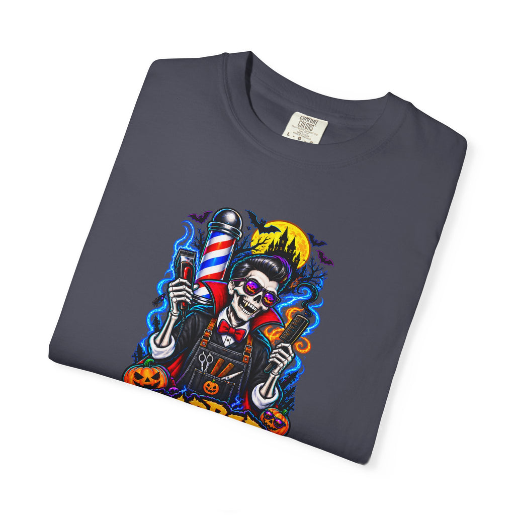 Barber of the Night Halloween Tee – Adult Unisex Barbershop Shirt