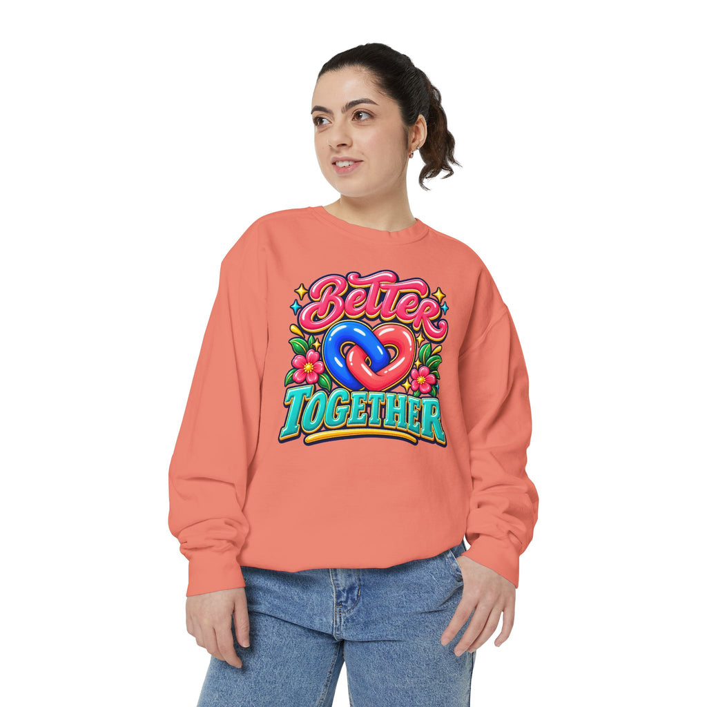 Better Together Heart Sweatshirt — Yellow & Aqua