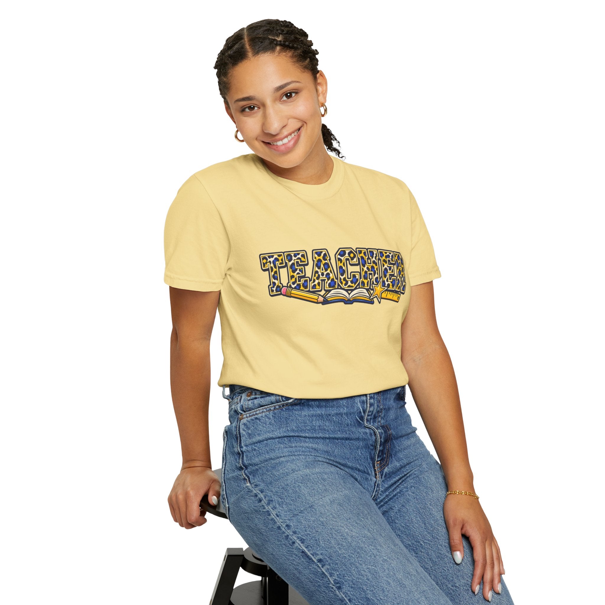 Leopard Print Teacher Comfort Colors® Heavyweight Tee 🍎✏️
