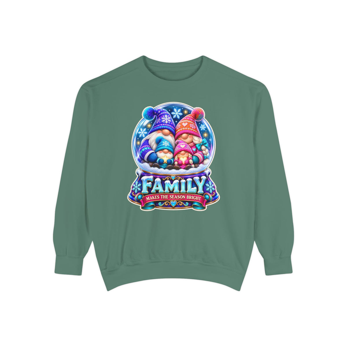 Family Gnome Christmas Sweatshirt "Family Makes the Season Bright"