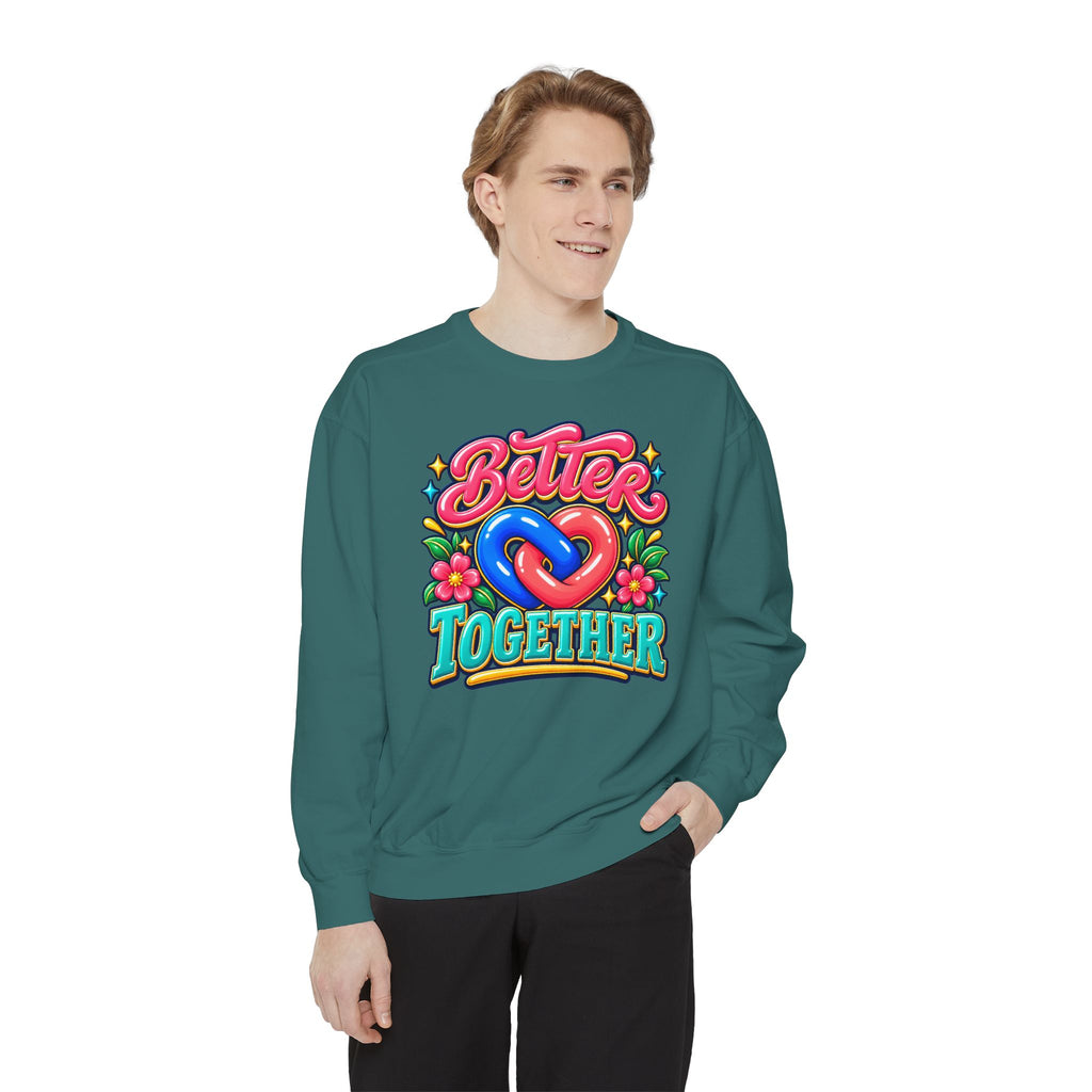 Better Together Heart Sweatshirt — Yellow & Aqua