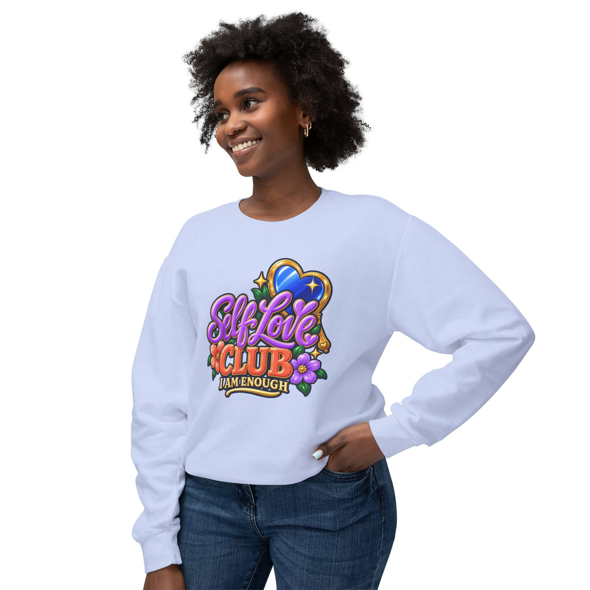 Self Love Club Sweatshirt — "I Am Enough" Graphic Crewneck 💙✨