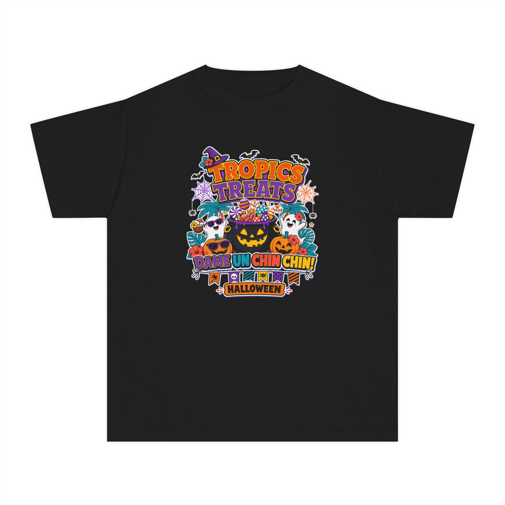Tropics Treats Youth Halloween Retro Tee 🌴🎃