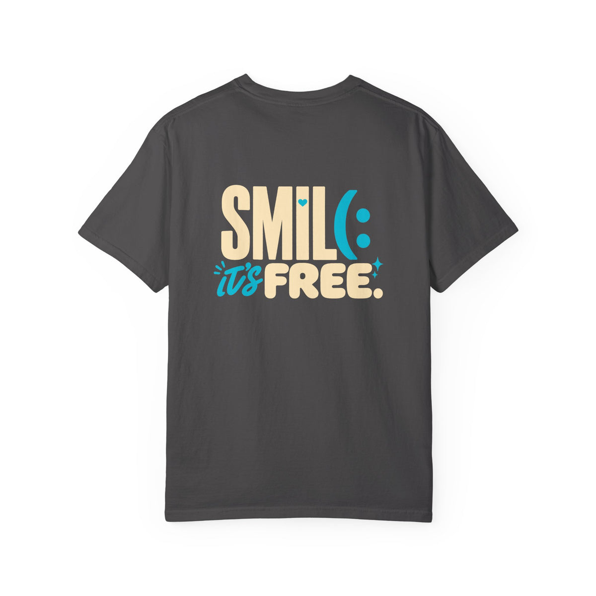 SMIL(: IT’S FREE. Charcoal & Plum Front-and-Back Tee