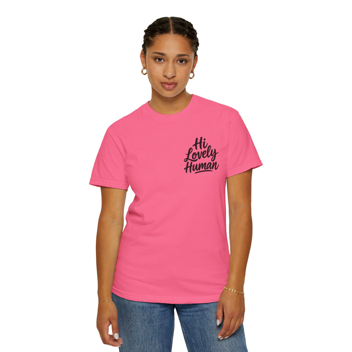 Hi Lovely Human T-Shirt – Positive Message Front & Back Adult Tee