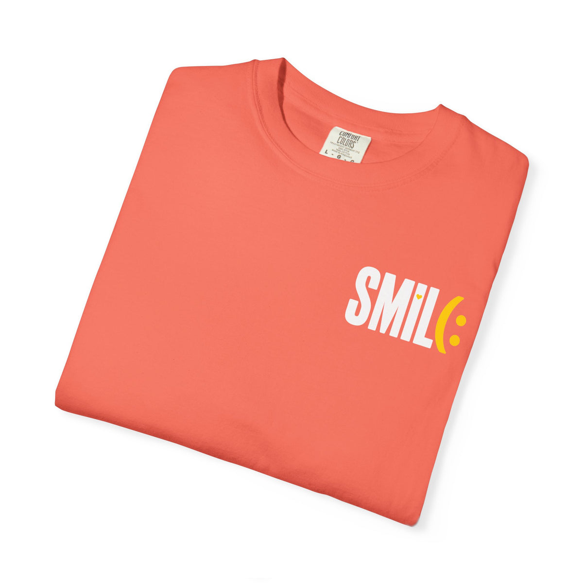 SMIL(: IT’S FREE. White & Yellow Front-and-Back Garment-Dyed Tee
