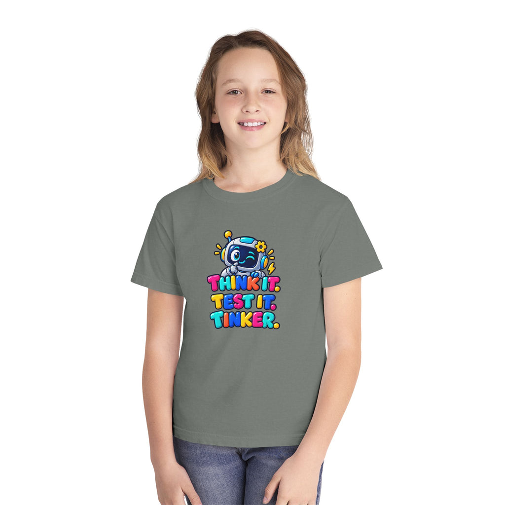 🤖 Think It. Test It. Tinker." Robot STEM Graphic Kids Tee