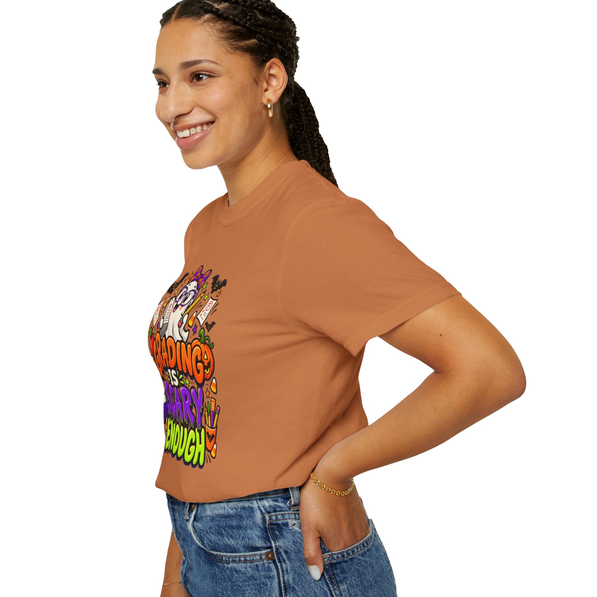 Grading Is Scary Enough T-Shirt — Halloween Teacher Funny Tee