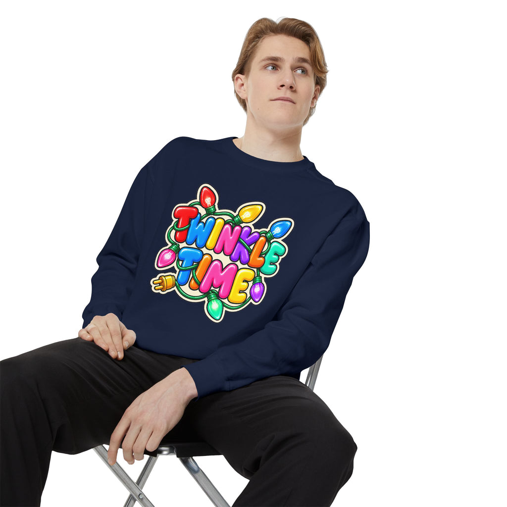 Twinkle Time Christmas - Colorful Holiday Light Graphic  Sweatshirt