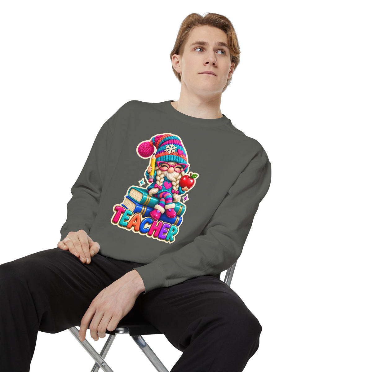 Teacher Gnome Book Lover Holiday Sweatshirt