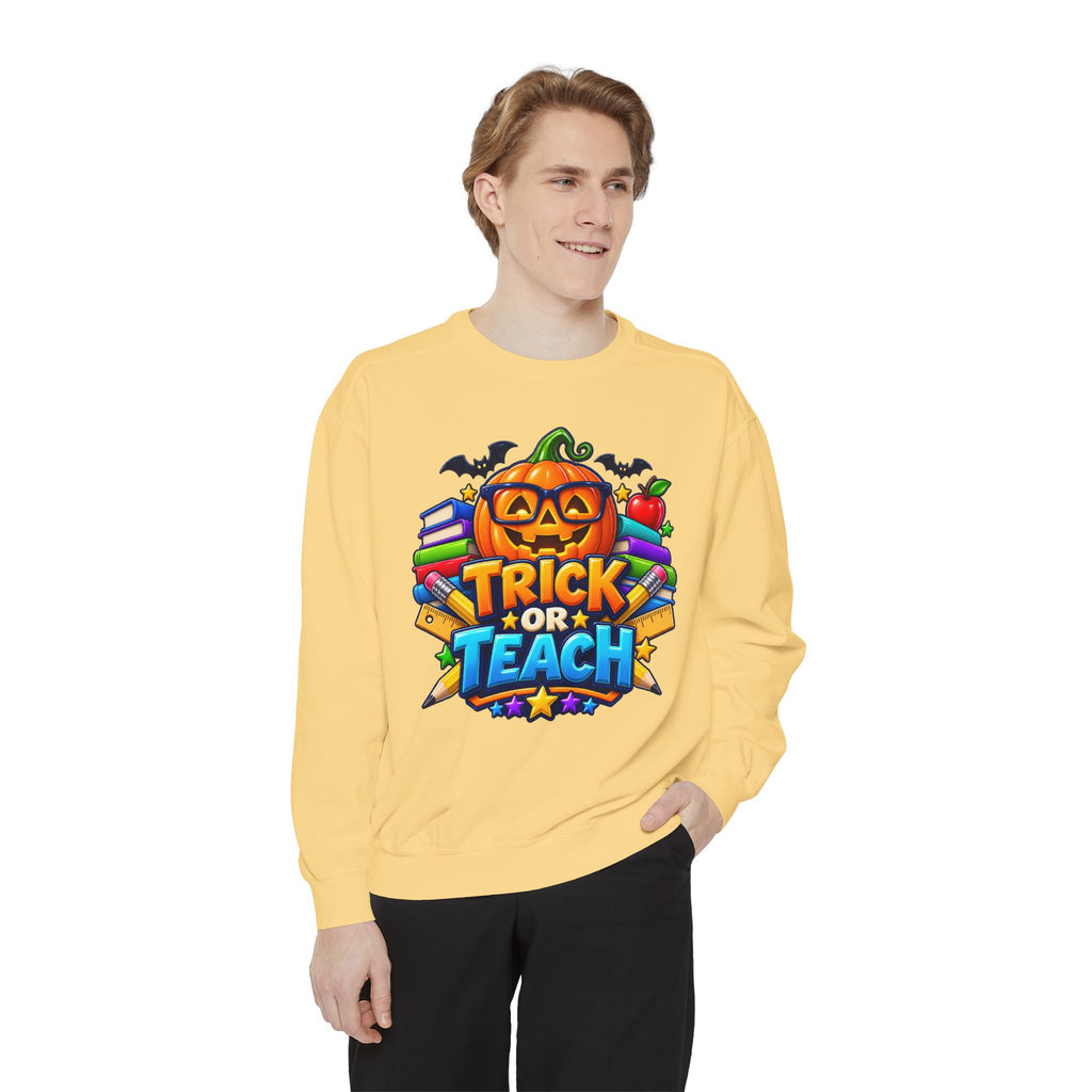 Trick or Teach Halloween Teacher Sweatshirt 🎃📚 | Pumpkin School Crewneck