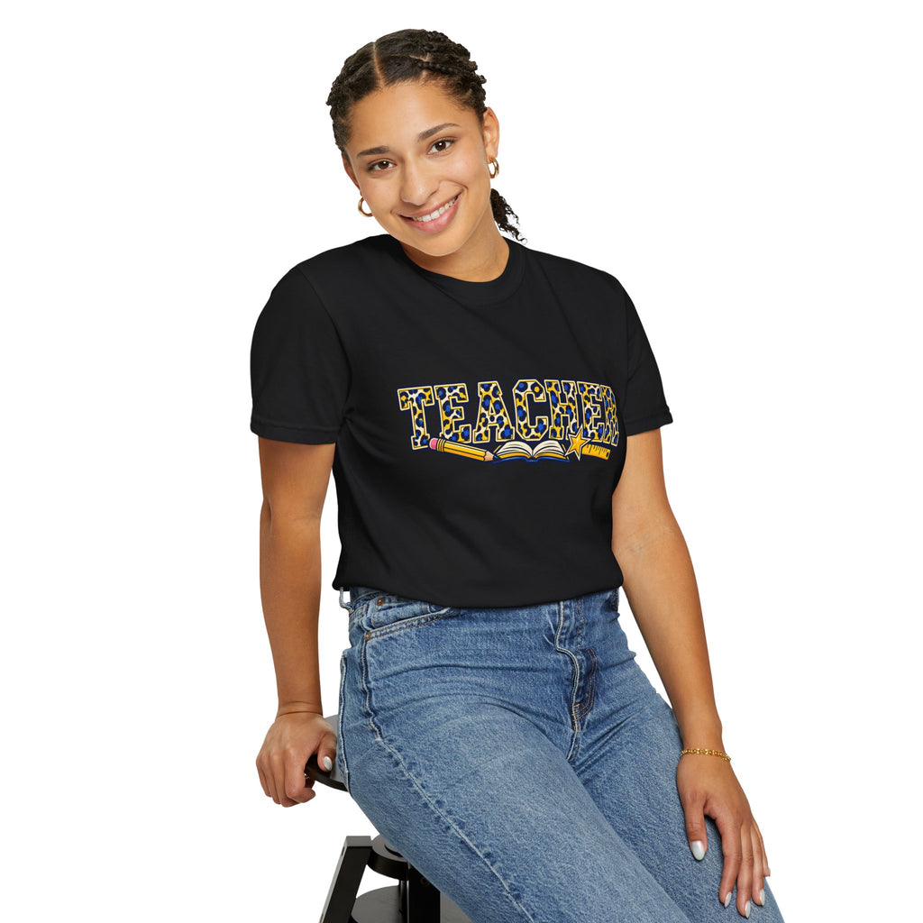 Leopard Print Teacher Comfort Colors® Heavyweight Tee 🍎✏️