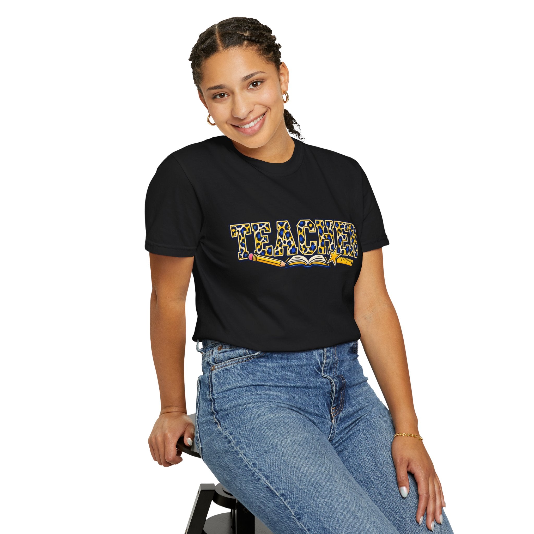 Leopard Print Teacher Comfort Colors® Heavyweight Tee 🍎✏️