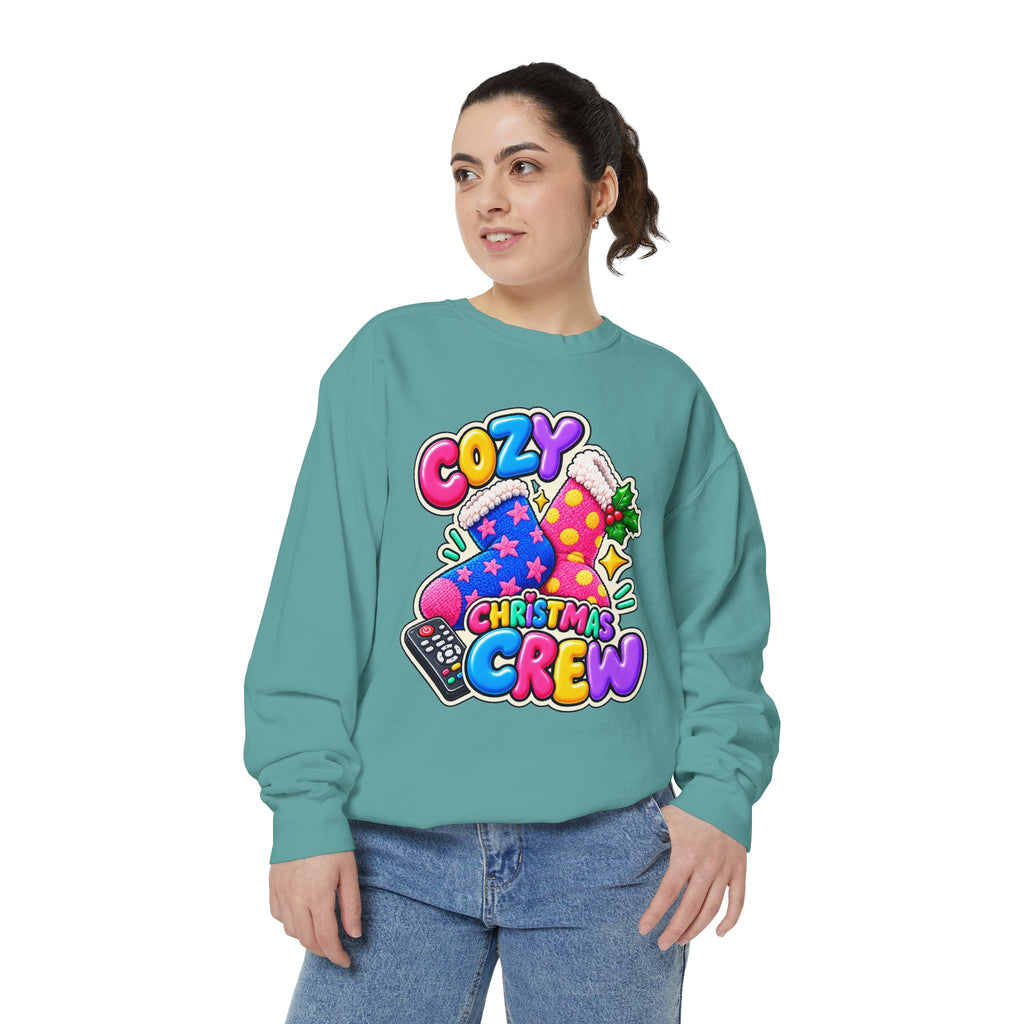 Cozy Christmas Crew Crewneck Sweatshirt 🧦🎄📺