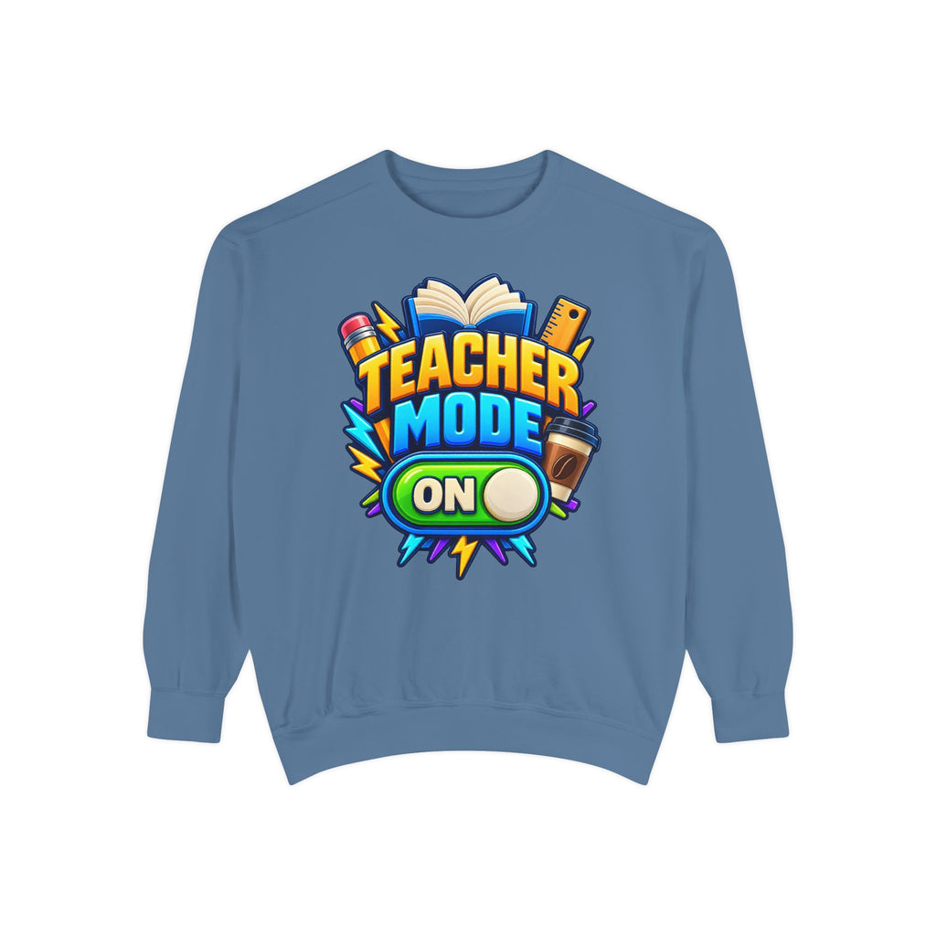Teacher Mode On Sweatshirt 📚☕ | Funny Teacher Crewneck