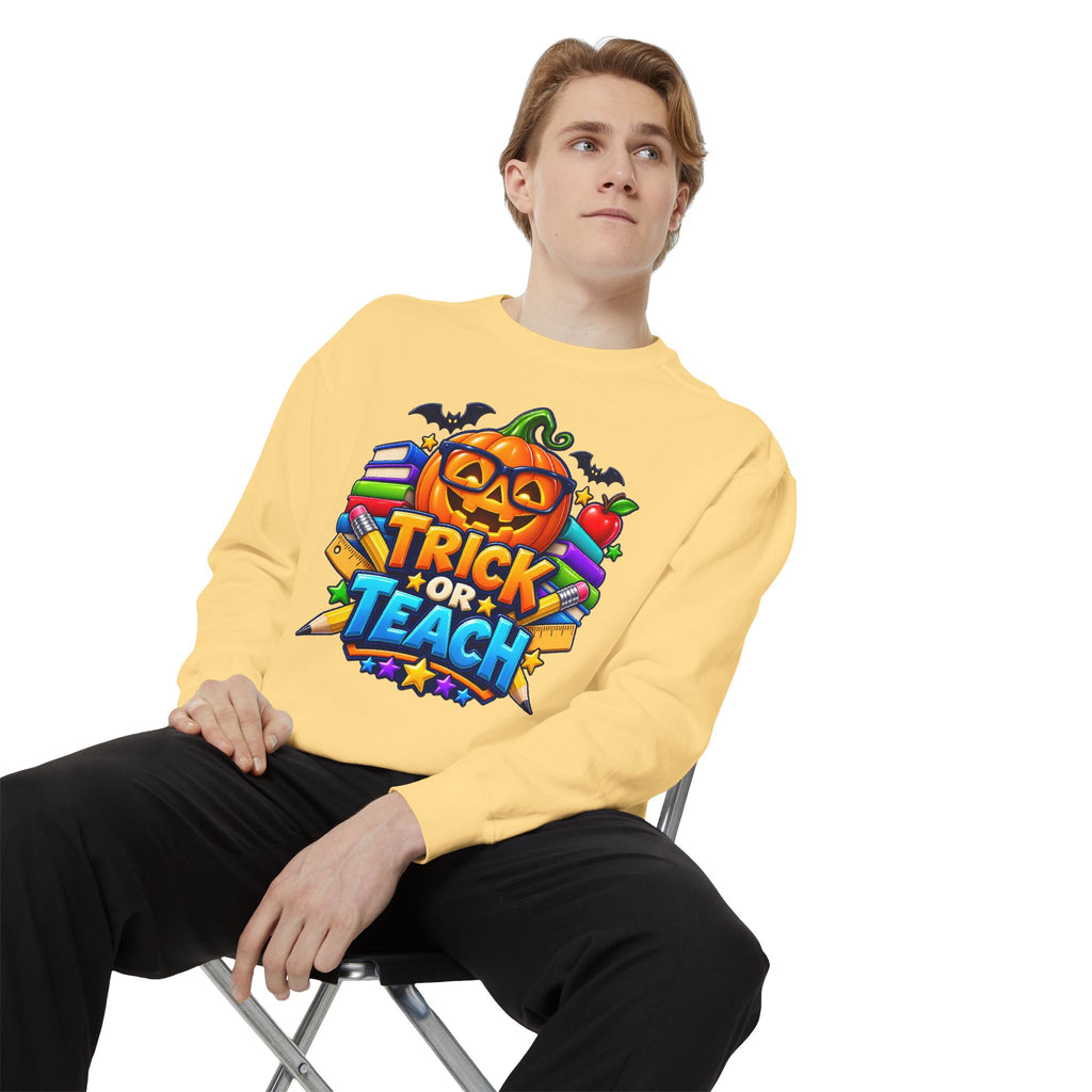 Trick or Teach Halloween Teacher Sweatshirt 🎃📚 | Pumpkin School Crewneck