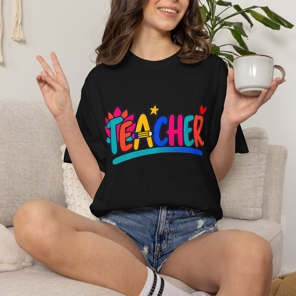 Colorful Teacher Comfort Colors® Heavyweight Tee 🍎✏️