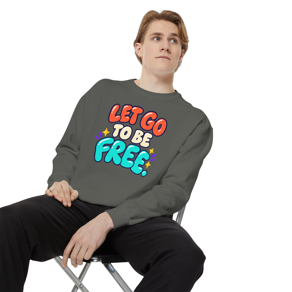 Let Go to Be Free Relaxed-Fit Sweatshirt — Lavender & Gray