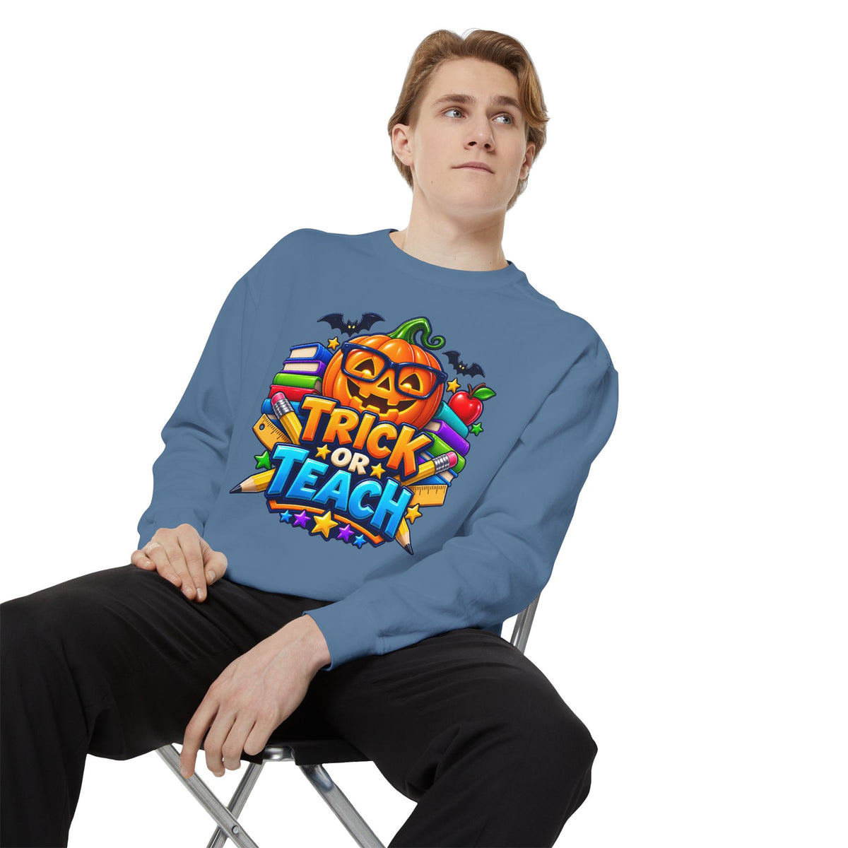 Trick or Teach Halloween Teacher Sweatshirt 🎃📚 | Pumpkin School Crewneck