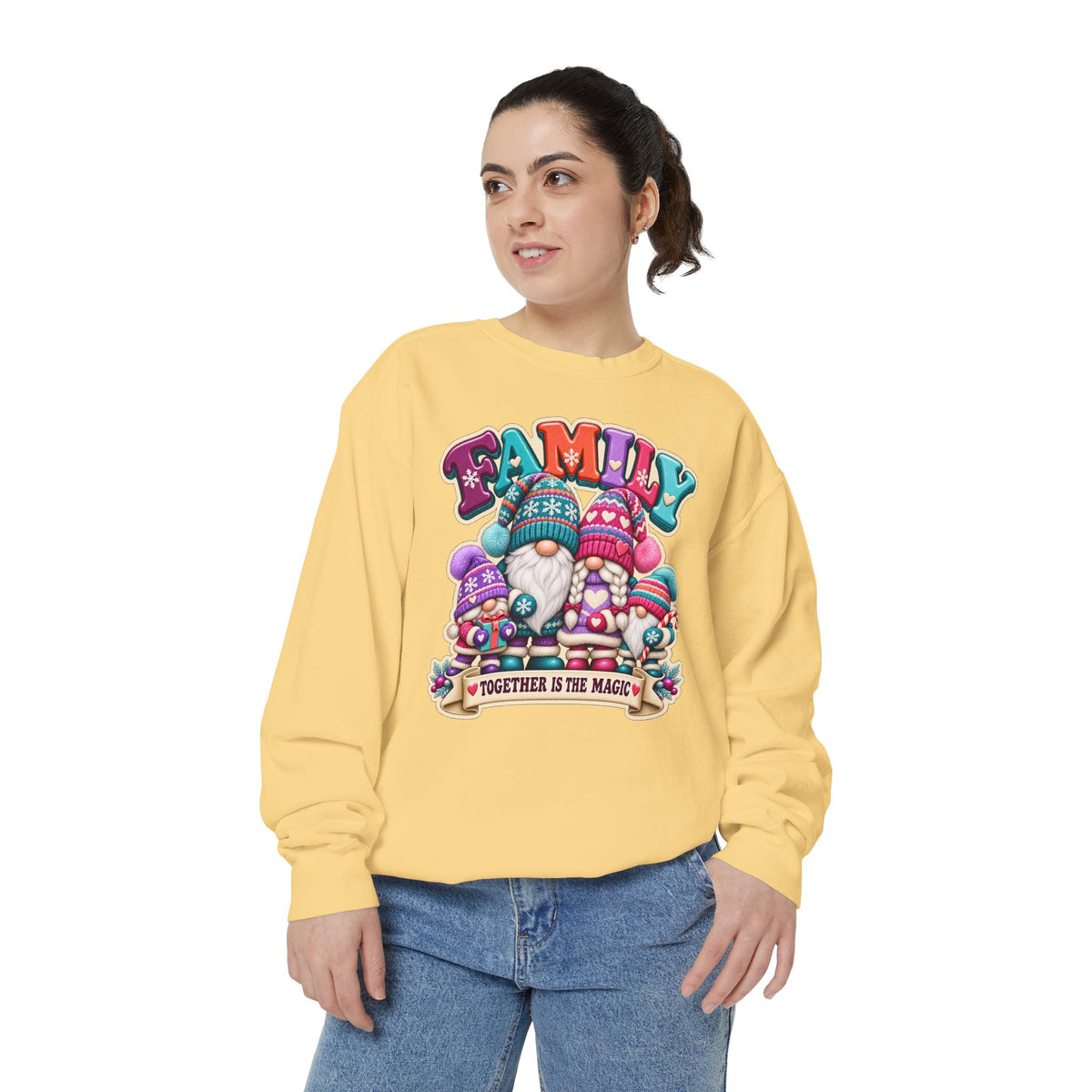 Family Gnomes "Together Is The Magic" Cozy Christmas Sweatshirt