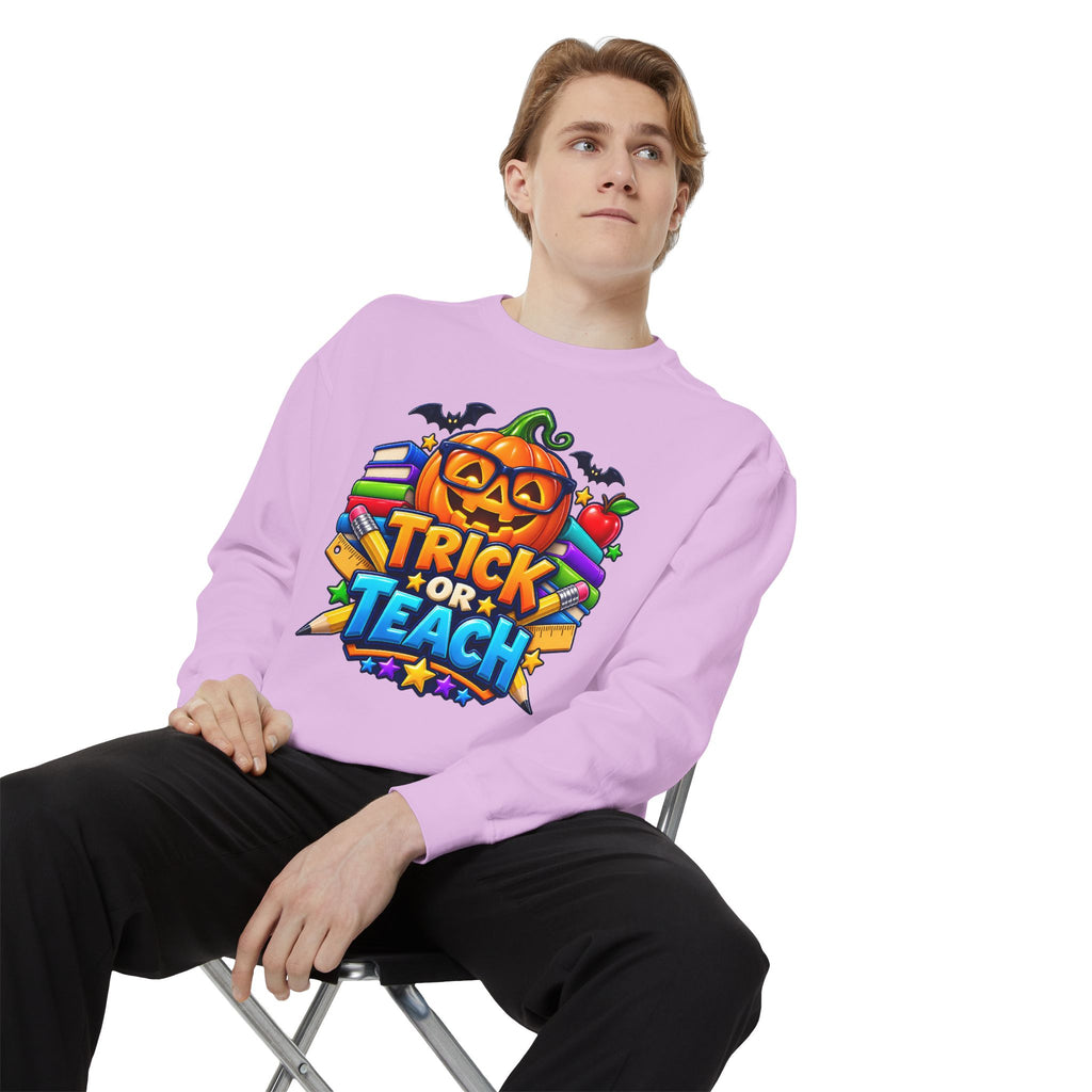 Trick or Teach Halloween Teacher Sweatshirt 🎃📚 | Pumpkin School Crewneck