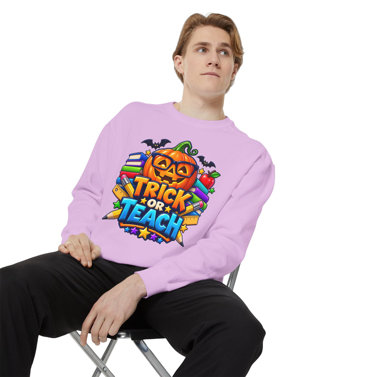Trick or Teach Halloween Teacher Sweatshirt 🎃📚 | Pumpkin School Crewneck