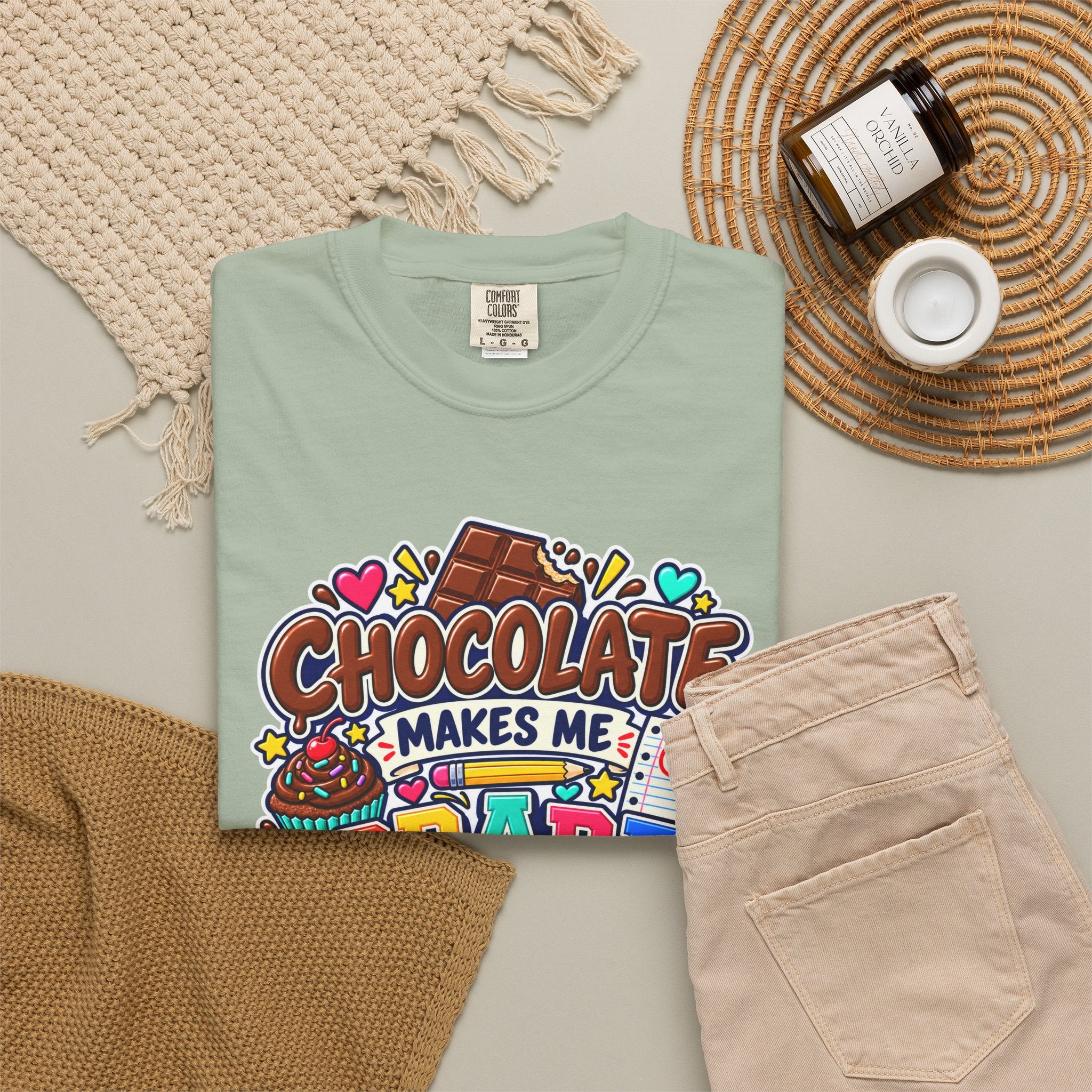 Chocolate Makes Me Grade Better Heavyweight Tee 🍫📚✏️