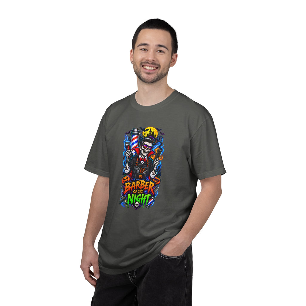 Barber of the Night Halloween Tee – Adult Unisex Barbershop Shirt