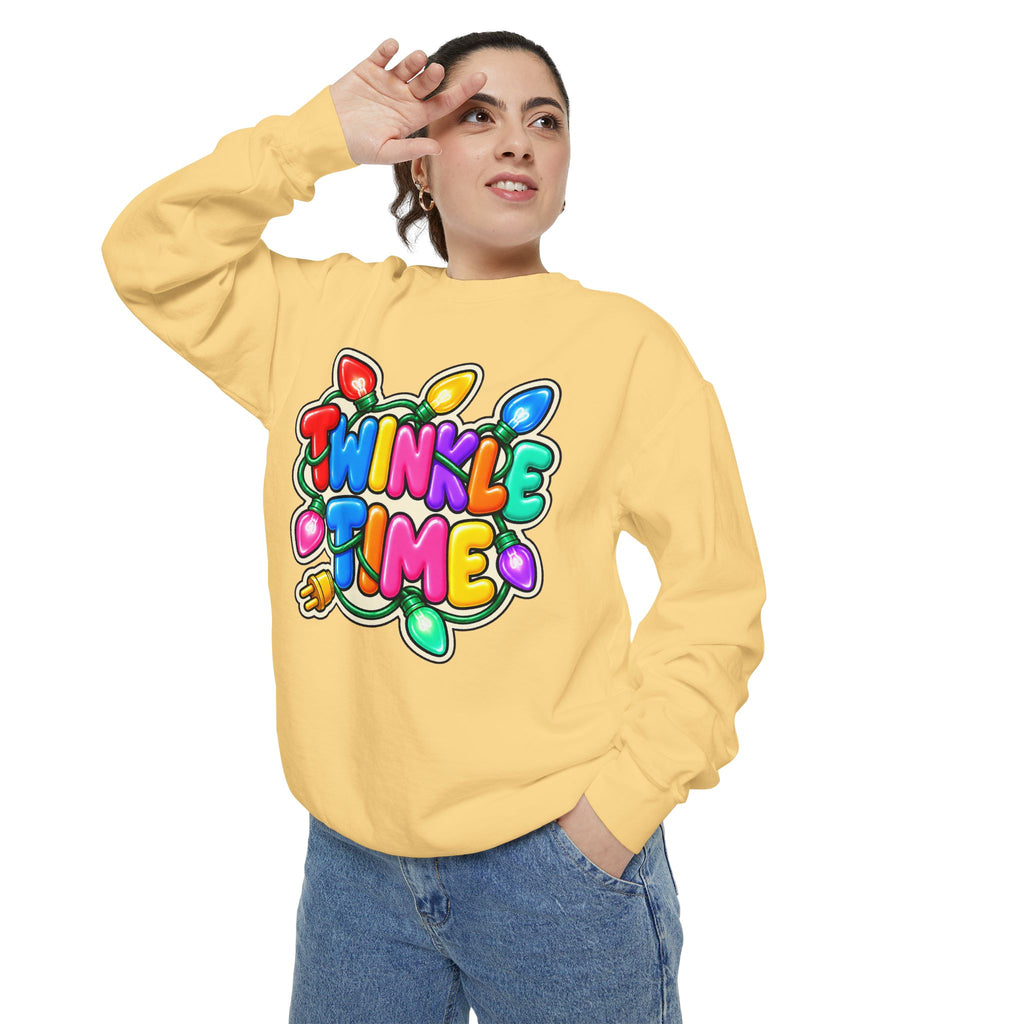Twinkle Time Christmas - Colorful Holiday Light Graphic  Sweatshirt