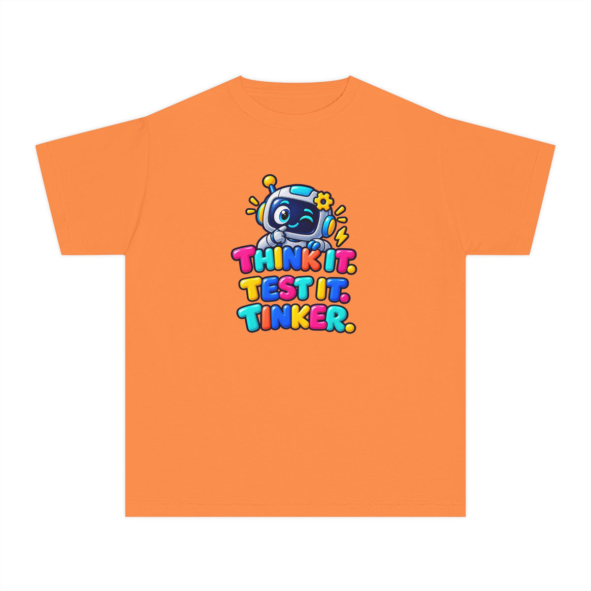 🤖 Think It. Test It. Tinker." Robot STEM Graphic Kids Tee