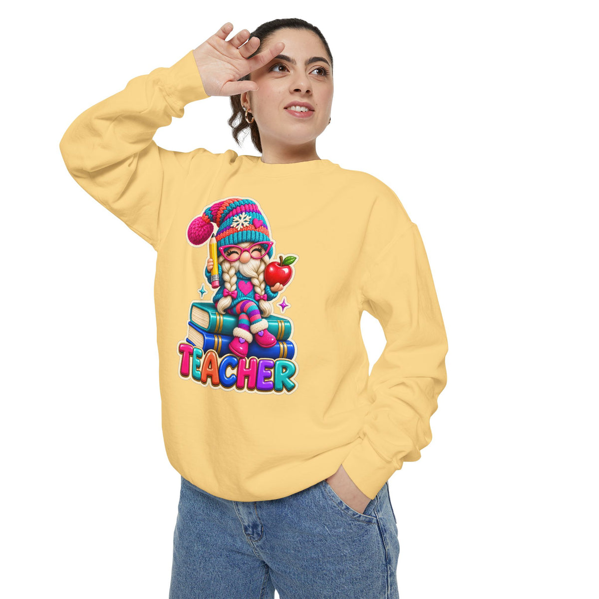 Teacher Gnome Book Lover Holiday Sweatshirt