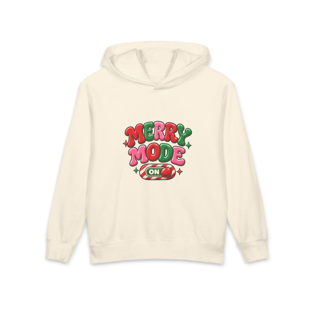 Merry Mode On Youth Hoodie — Cute Christmas Holiday Kids Sweatshirt