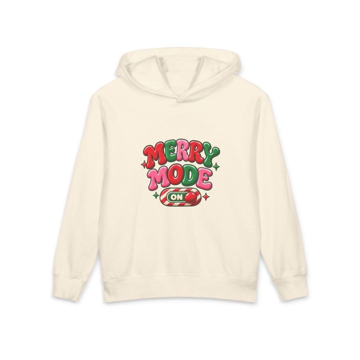 Merry Mode On Youth Hoodie — Cute Christmas Holiday Kids Sweatshirt