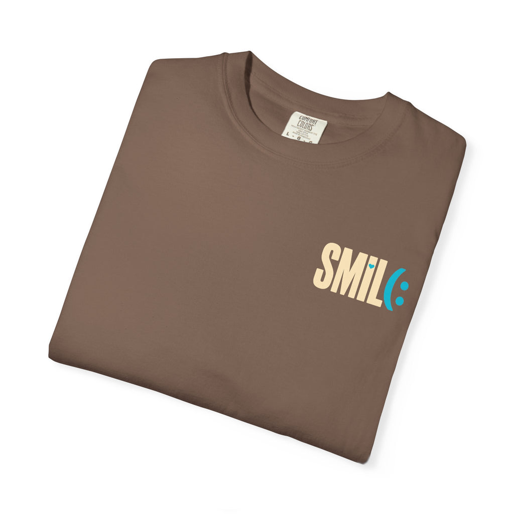 SMIL(: IT’S FREE. Charcoal & Plum Front-and-Back Tee