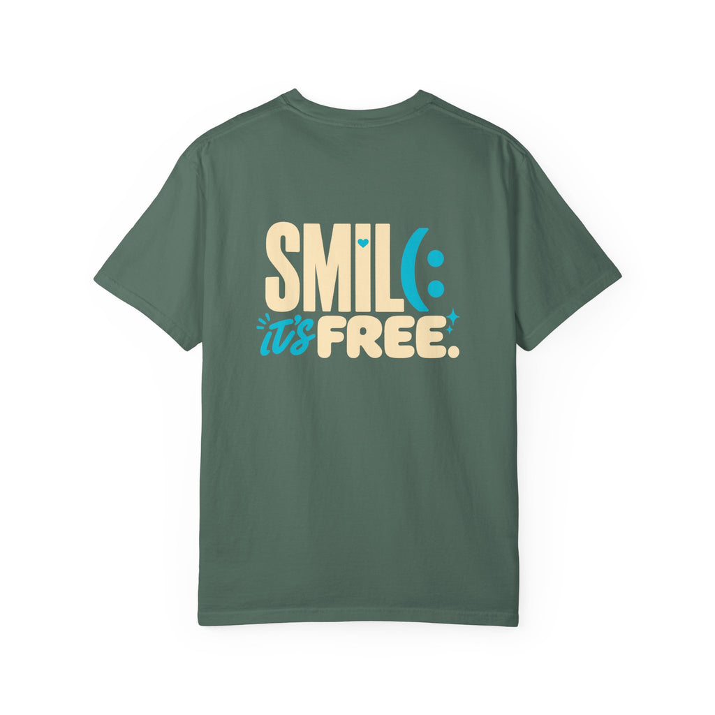 SMIL(: IT’S FREE. Charcoal & Plum Front-and-Back Tee