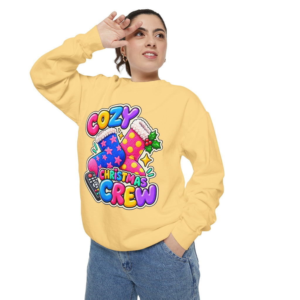 Cozy Christmas Crew Crewneck Sweatshirt 🧦🎄📺