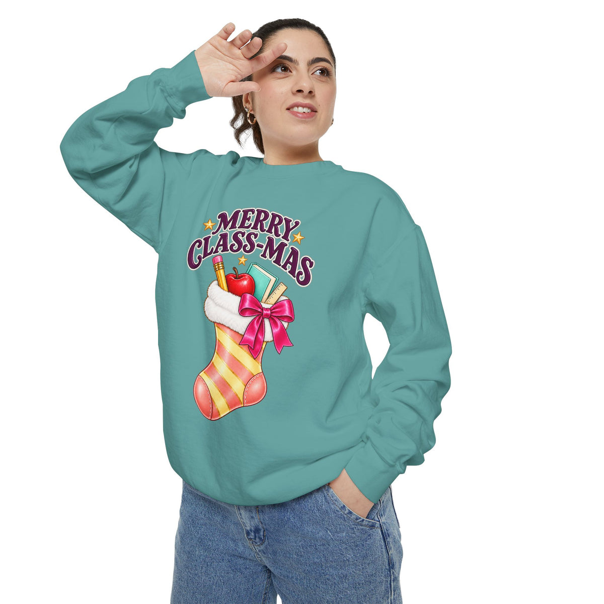Merry Class-mas Sweatshirt – Cute Christmas Stocking Teacher Holiday Sweater