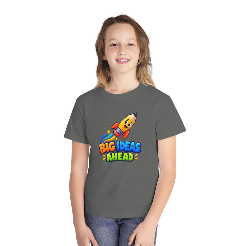 🚀 Big Ideas Ahead Rocket Pencil Kids Tee