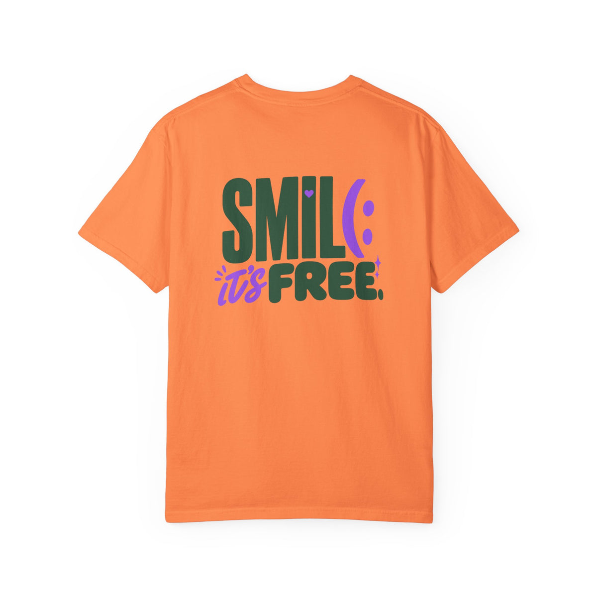 SMIL(: IT’S FREE. Green & Purple Front-and-Back Garment-Dyed Tee