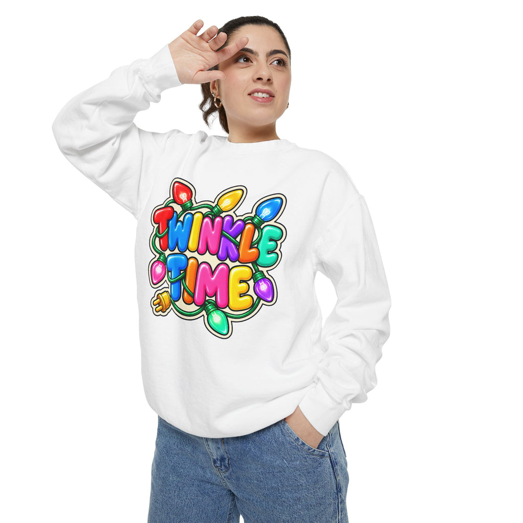 Twinkle Time Christmas - Colorful Holiday Light Graphic  Sweatshirt