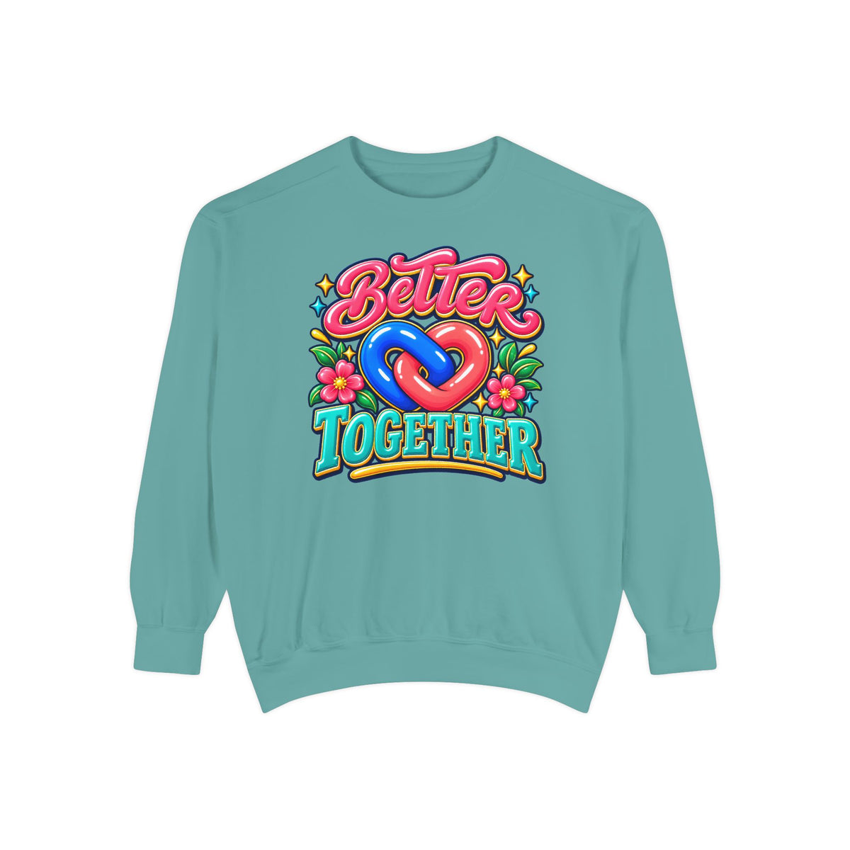 Better Together Heart Sweatshirt — Yellow & Aqua