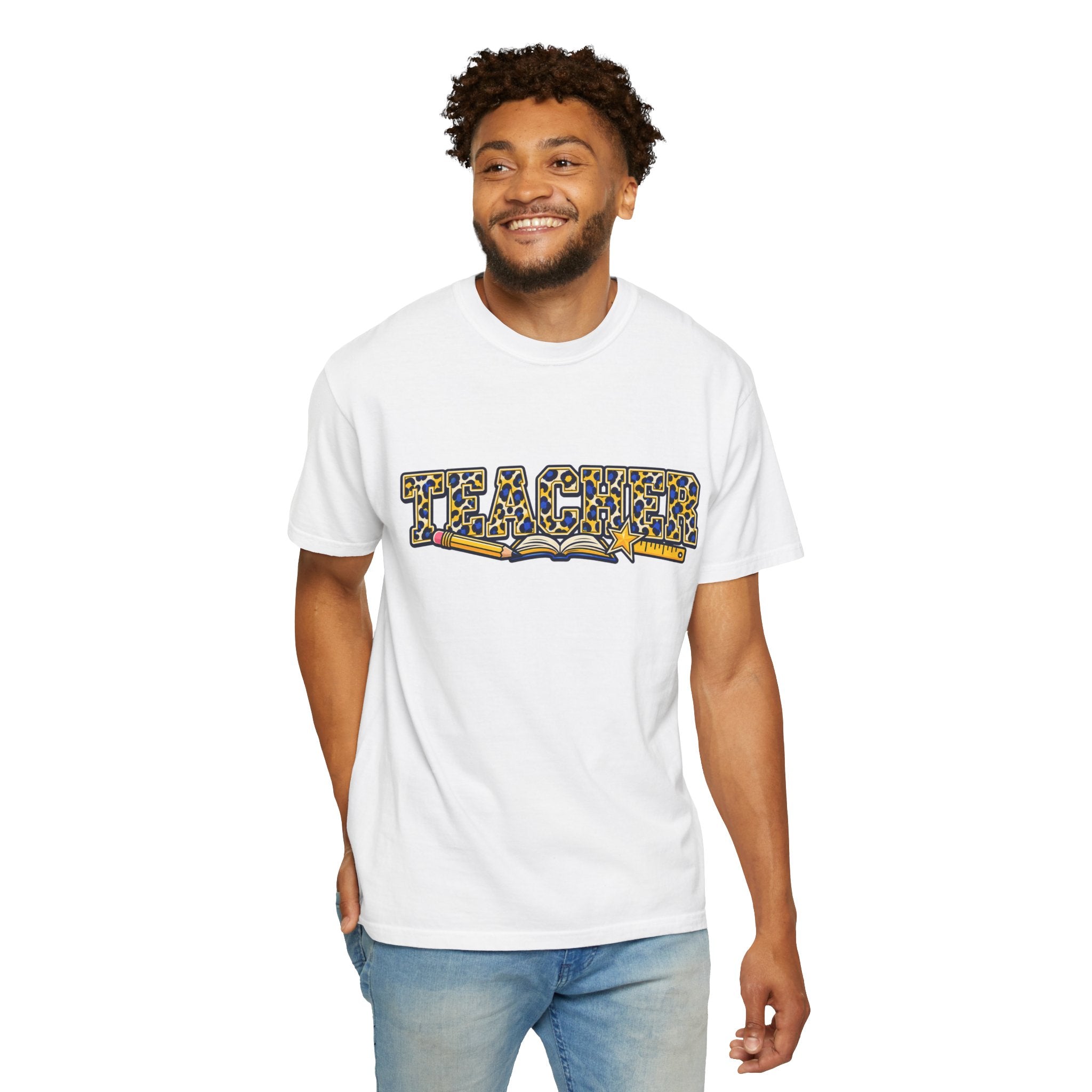 Leopard Print Teacher Comfort Colors® Heavyweight Tee 🍎✏️