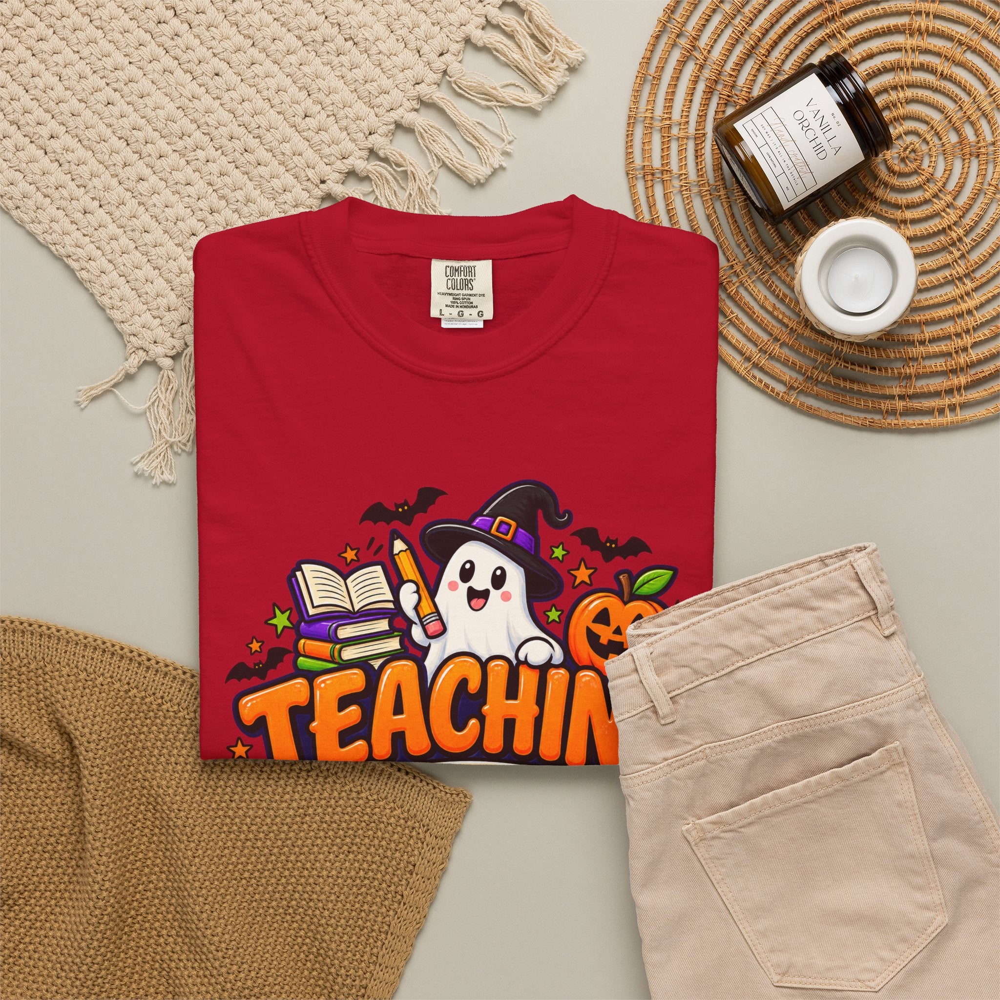 Teaching Is a Treat Halloween T-Shirt — Cute Ghost & Pumpkin Teacher Tee