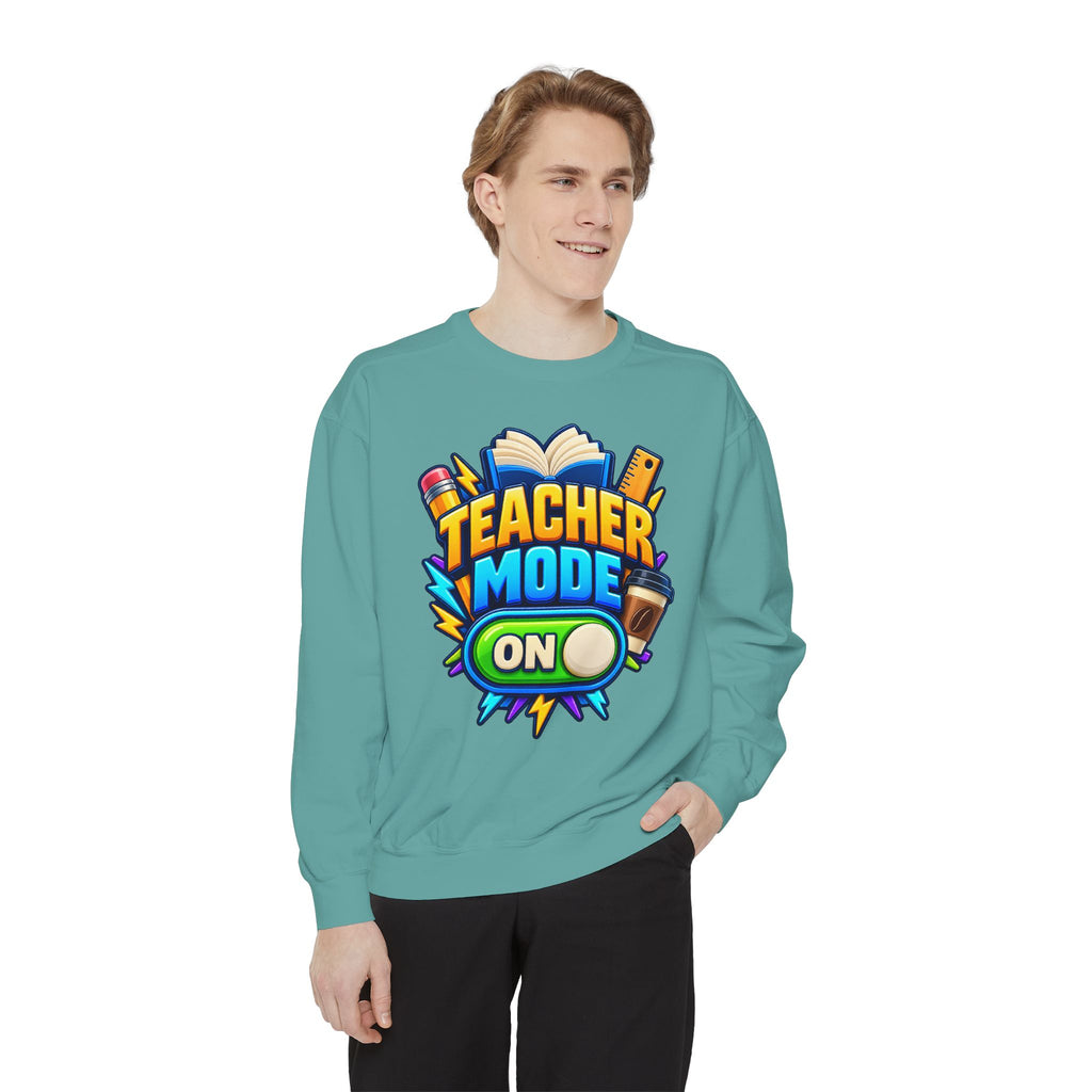 Teacher Mode On Sweatshirt 📚☕ | Funny Teacher Crewneck