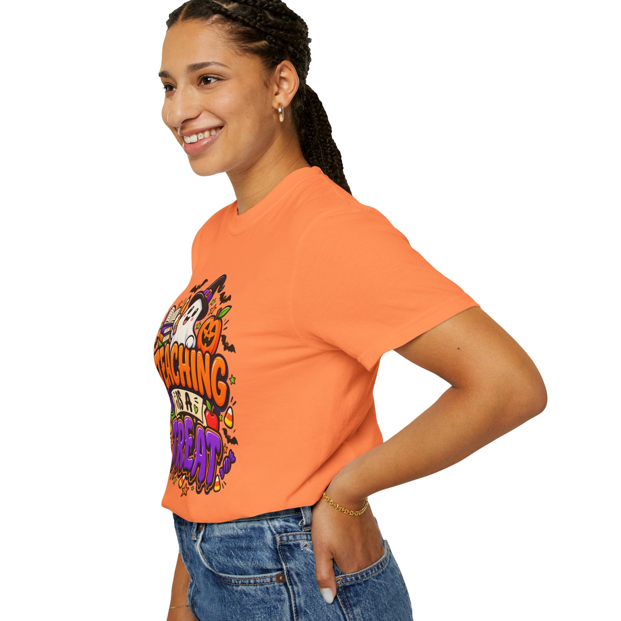 Teaching Is a Treat Halloween T-Shirt — Cute Ghost & Pumpkin Teacher Tee