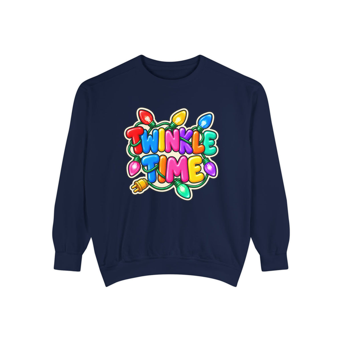 Twinkle Time Christmas - Colorful Holiday Light Graphic  Sweatshirt