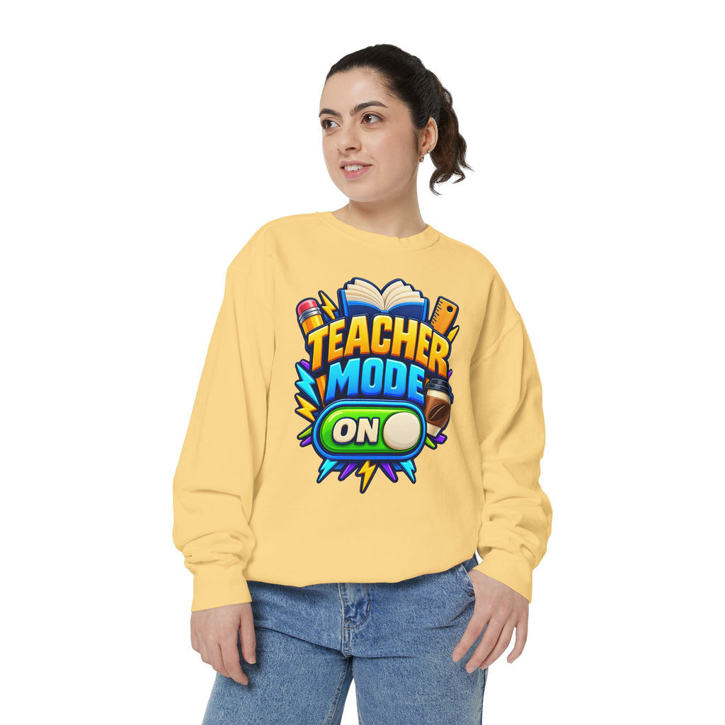 Teacher Mode On Sweatshirt 📚☕ | Funny Teacher Crewneck