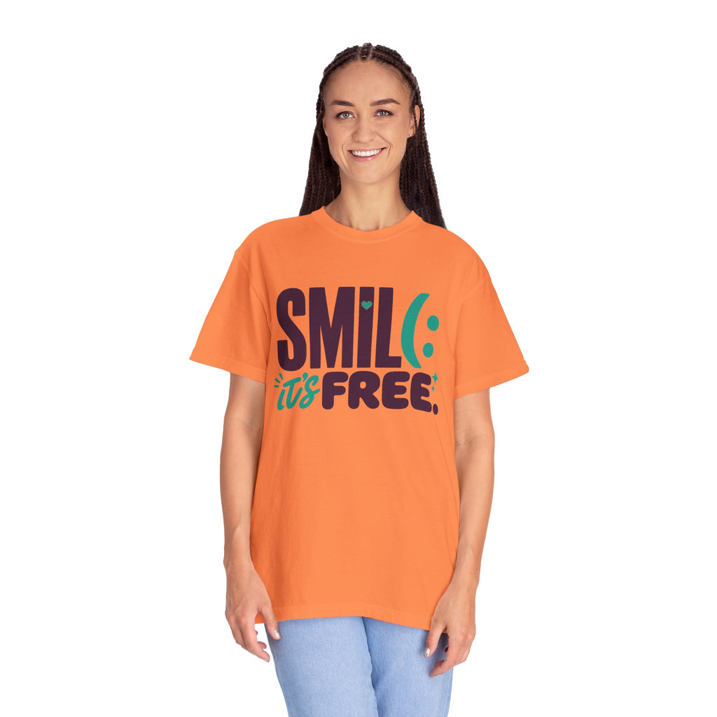 SMIL(: IT’S FREE. Plum & Teal Garment-Dyed Graphic Tee