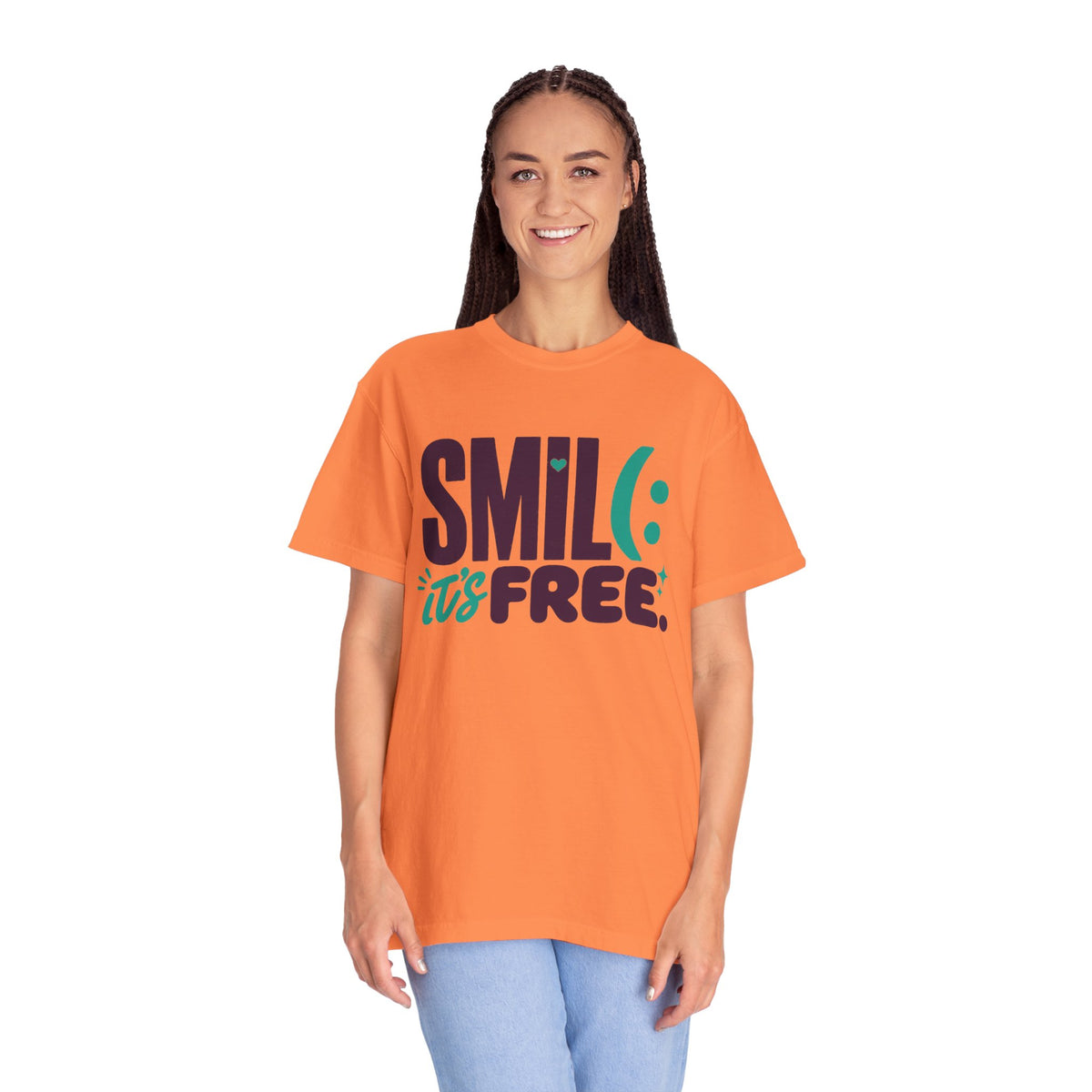 SMIL(: IT’S FREE. Plum & Teal Garment-Dyed Graphic Tee