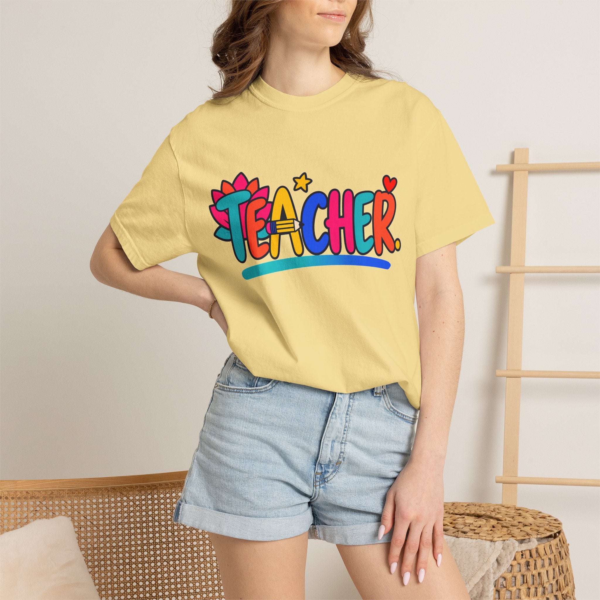 Colorful Teacher Comfort Colors® Heavyweight Tee 🍎✏️